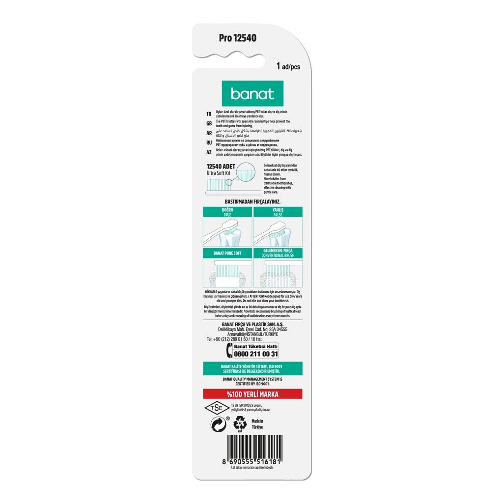 Banat Pro 12540 Soft Toothbrush for Gentle Cleaning