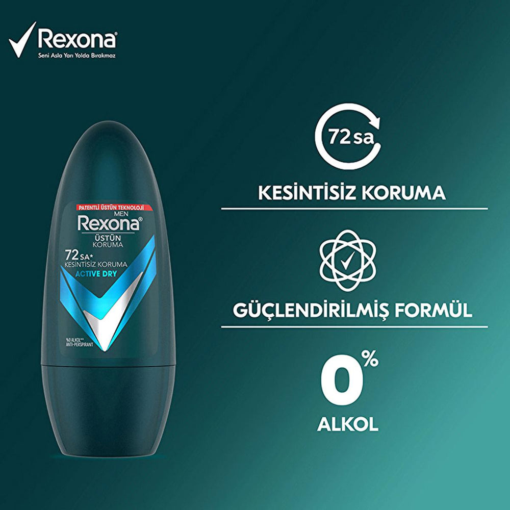 Rexona Active Dry Men's Roll On Deodorant - 72 Hour Continuous Protection | 1.69 fl. oz. - view 5