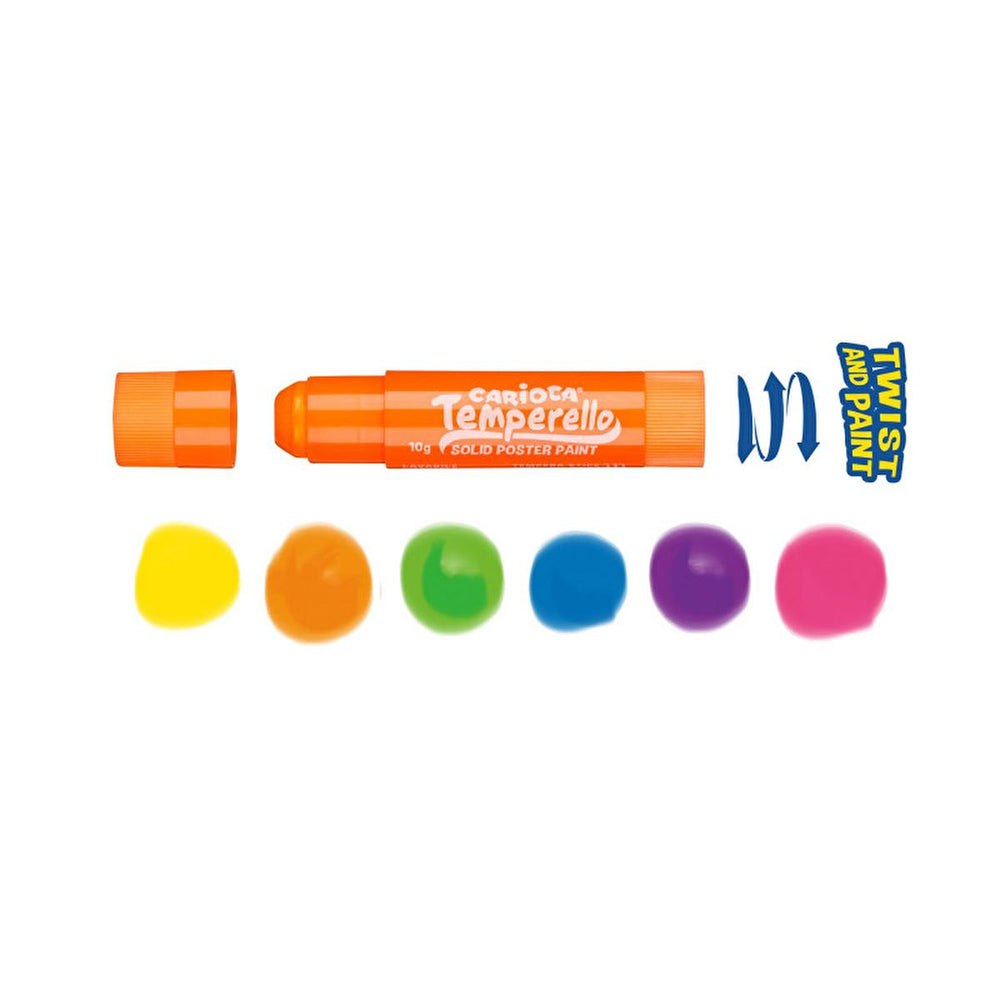 Carioca Fosforlu Temperello Stick Boyama Kalemi Set - 6 Adet, Vibrant Coloring Tools for Kids