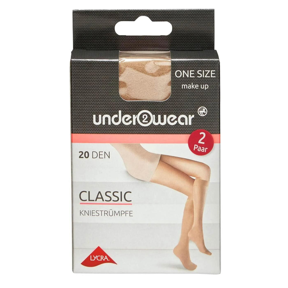 Classic 20 Denier Knee-High Sheer Stockings in Nude 2-Pack