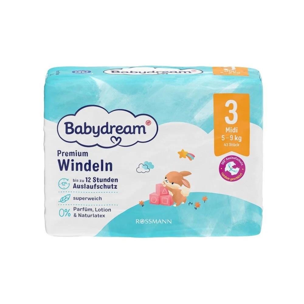 Babydream Premium Baby Diapers Size 3 for Soft Protection 43 Count