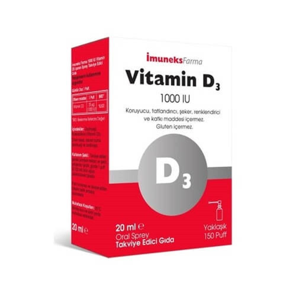 İmuneks Vitamin D3 1000 IU Spray Supplement for Adults and Children Over 11 - 20ml, 150 Puffs İmuneks Vitamin D3 1000 IU Spray - Boost Your Vitamin D Levels Vitamin D3 supplement, İmuneks Vitamin D3, 1000 IU Vitamin D3, Vitamin D3 spray, Vitamin D3 drops, health supplements, dietary supplements, Vitamin D deficiency, bone health, immune system support, spray supplements, easy Vitamin D supplementation