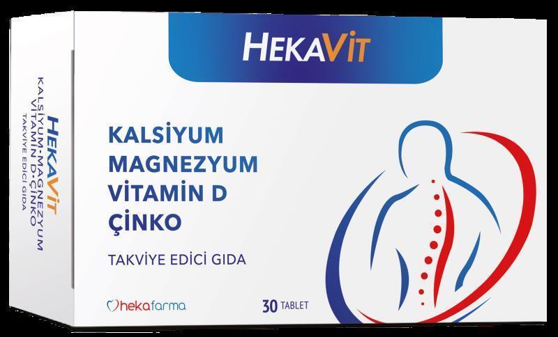 Hekavit Calcium Magnesium Supplement with Vitamin D3 - 30 Tablets for Bone Health Support - Vitamin & Supplement
