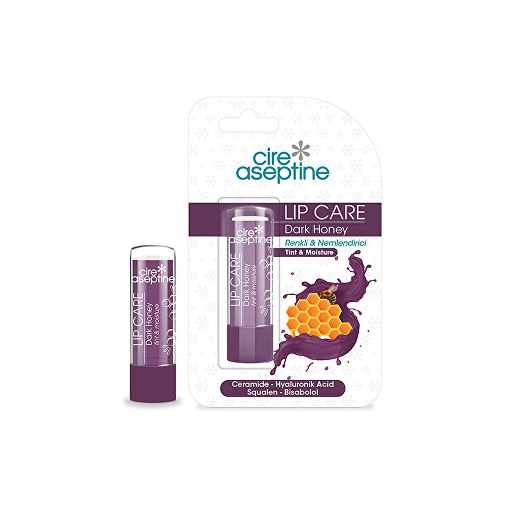 Cire Aseptine Dark Honey Tinted Lip Care Balm - Moisturizing Hyaluronic Acid & Ceramide Enriched Lip Balm - Lip Balm