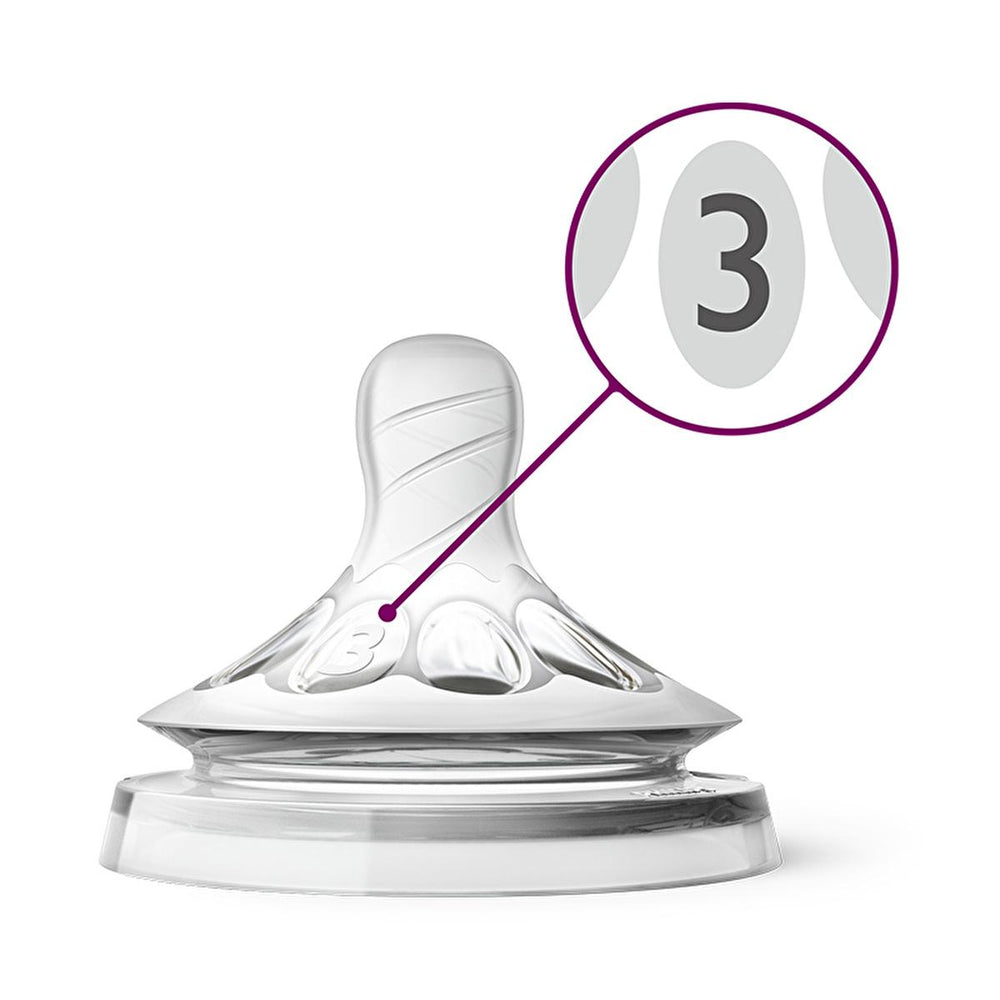 Philips Avent Natural Baby Bottle Nipple 3 Hole Medium Flow for 3+ Months Old - Comfortable & Natural Feeding - view 2