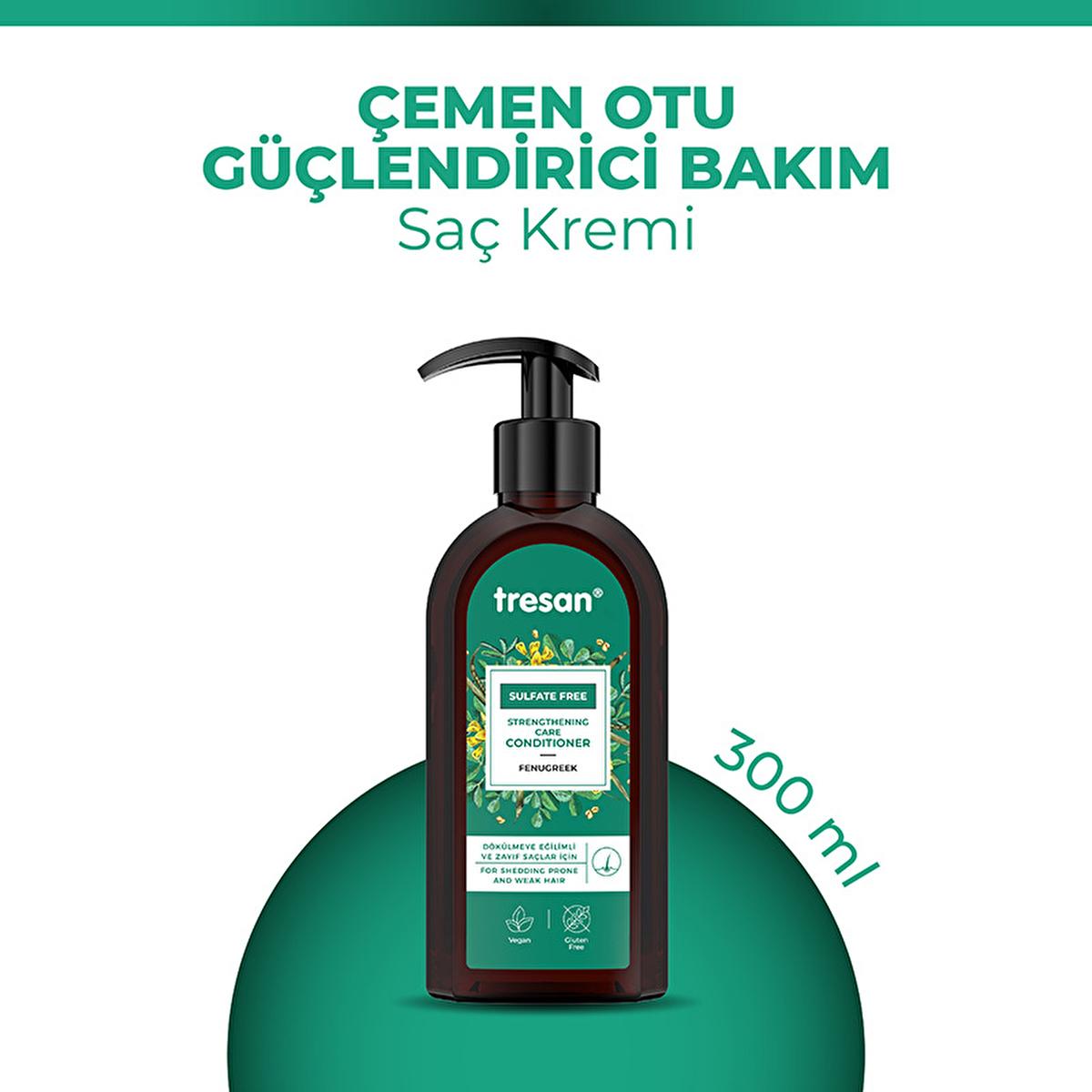Tresan Fenugreek Hair Strengthening Conditioner: Sulfate-Free, Anti-Hair Loss, Natural Hair Growth & Thickening - 300ml Tresan Fenugreek Conditioner - Stop Hair Loss & Strengthen Hair hair conditioner, hair loss conditioner, sulfate-free conditioner, hair strengthening conditioner, fenugreek hair conditioner, natural hair conditioner, dökülmeye karşı bakım kremi, hair growth conditioner, hair thickening conditioner, hair loss treatment, thinning hair, strengthening hair, natural hair care, sulfate free, fen