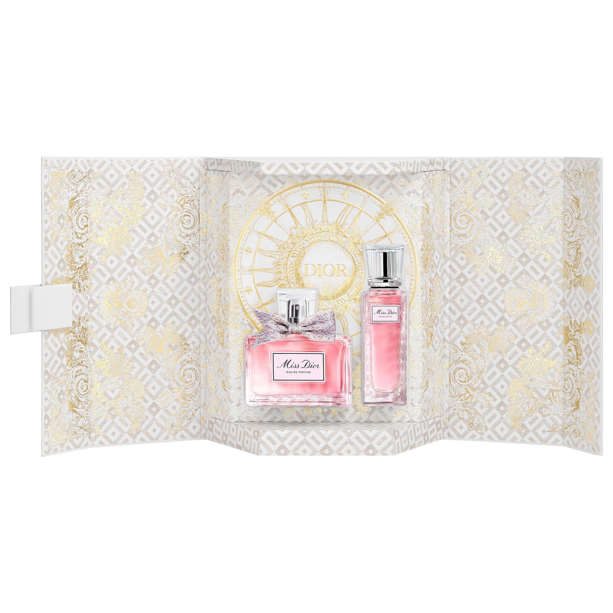 Miss Dior Eau de Parfum Deluxe Perfume Set: Warm Floral Fragrance for Women with Travel Roller-Pearl Miss Dior Perfume Set: Floral Fragrance + Travel Roller-Pearl Miss Dior Eau de Parfum, Deluxe Perfume Set, Floral perfume, Women's fragrance, Travel size perfume, Roller-pearl perfume, Dior perfume set, Warm floral fragrance, perfume set, floral fragrance, women's perfume, travel perfume, rollerball perfume, gifts for her, luxury perfume, Dior, lily of the valley, centifolia rose, soft musk, warm floral scen