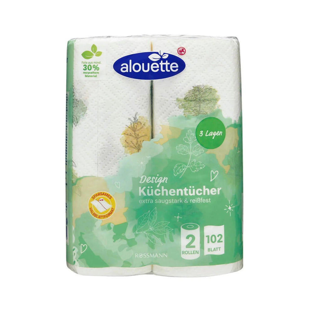 Alouette 3-Ply Patterned Paper Towels Strong & Absorbent 2 Rolls