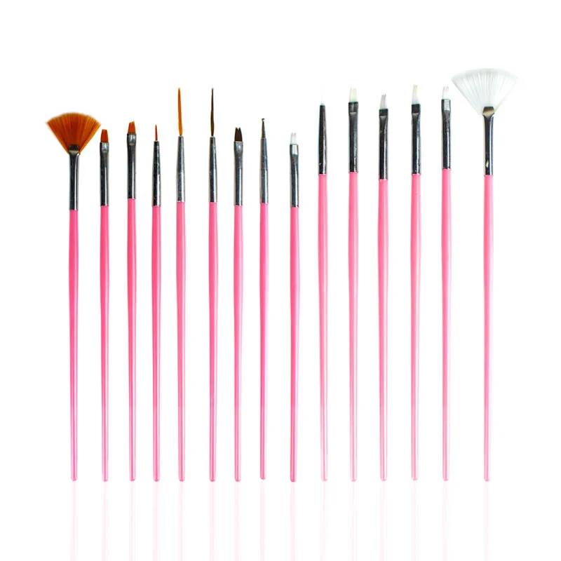 Nascita 15-Piece Pink Nail Art Brush Set for Detailing