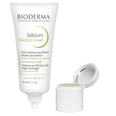 Bioderma Sebium Global Cover Foundation and Treatment Cream - Lightweight, Non-Comedogenic Makeup for Acne-Prone Skin Bioderma Sebium Global Cover - Acne Foundation & Treatment Cream Bioderma Sebium Global Cover, Foundation for acne-prone skin, Treatment cream with Salicylic Acid, Non-comedogenic foundation, Lightweight moisturizing foundation, Acne treatment, Skincare, Makeup, Cosmetics, Sensitive skin, Hydrating foundation, Acne prevention, Dermatologically tested