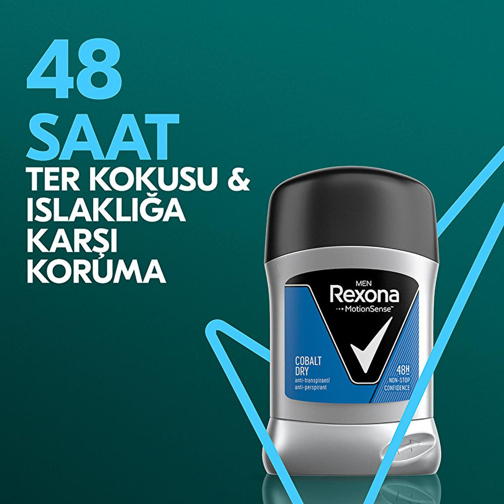 Rexona Men Cobalt Dry Antiperspirant Deodorant Stick - 48 Hour Protection, MotionSense Technology - Deodorant