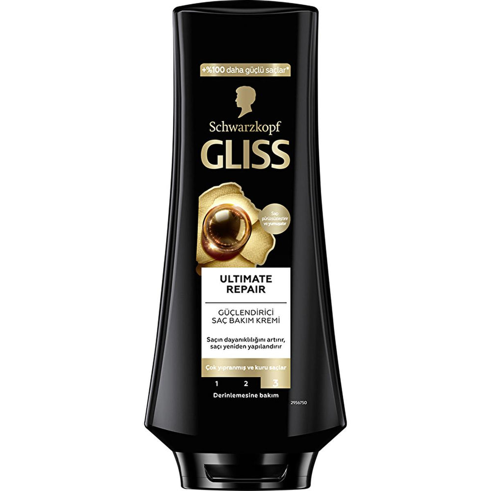 Gliss Ultimate Repair Conditioner: Deeply Repairs Damaged Hair, Strengthens & Restores Shine, Keratin & Black Pearl, 12.17 fl oz Gliss Ultimate Repair: Damaged Hair Repair & Shine hair conditioner, damaged hair repair, dry hair treatment, strengthening conditioner, keratin hair treatment, black pearl conditioner, split end repair, hair manageability, hair shine, hair restructuring, hair repair, deep conditioner, moisturizing conditioner, frizz control, anti-breakage, hair treatment, hair mask, damaged hair,