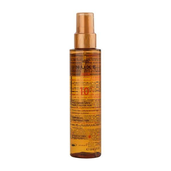 nuxe sun huile bronzante spf10 tanning oil 150ml, nuxe sunscreen oil bottle with macadamia and shea ingredients Nuxe Sun Huile Bronzante SPF10 - Nourishing Tanning Oil | 150ml Nuxe Sun Huile Bronzante SPF10 | 150ml Tanning Oil nuxe, tanning-oil, spf10, bronzing-oil, sunscreen, beach, outdoor, sun-protection, ai-generated, skin-care