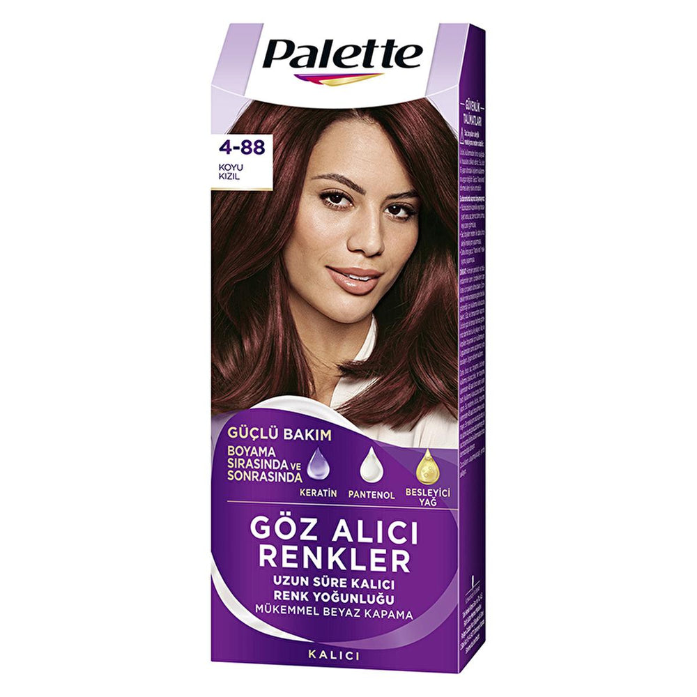 Palette Hair Dye - Intense Dark Red Color with Keratin & Nourishing Oils - 4-88 Koyu Kızıl - view 2