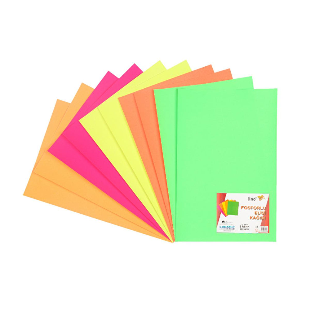 Lino Fosforlu - Handmade Phosphorescent Paper, 5 Colors, 10 Sheets (7.87 x 11.81 inches) - Art Supplies for - Fragrance