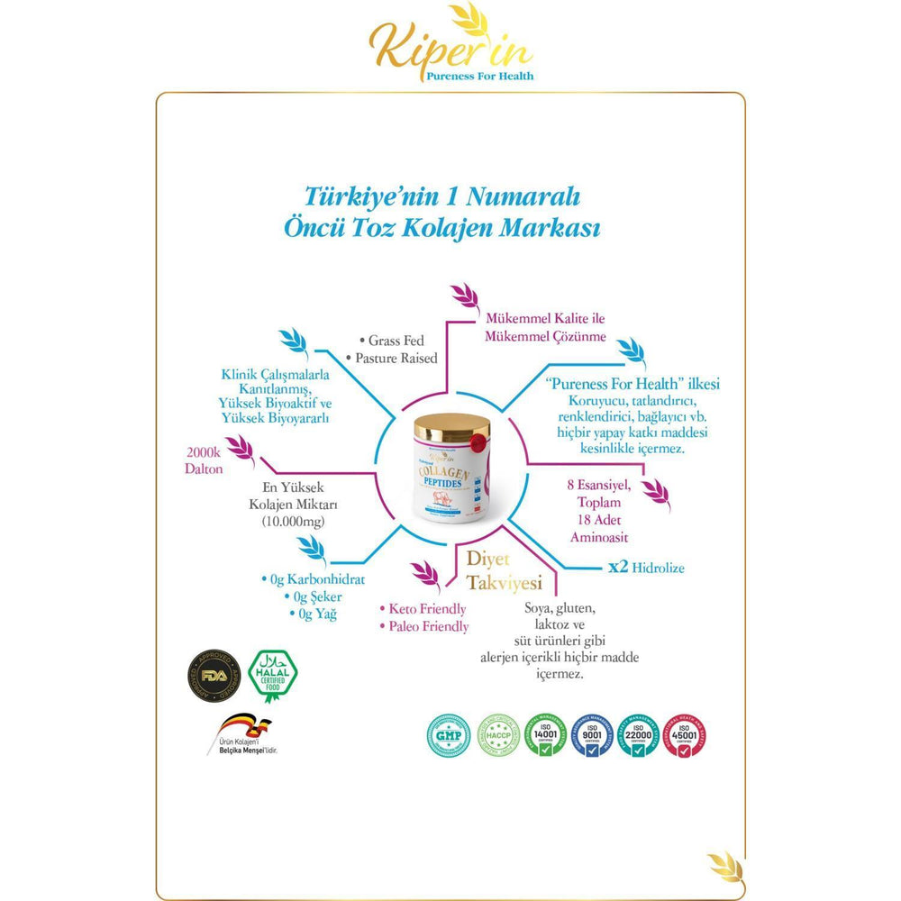 Kiperin Collagen Peptides 50-Day Supply - 500g Collagen Supplement for Skin Health & Anti-Aging - view 3