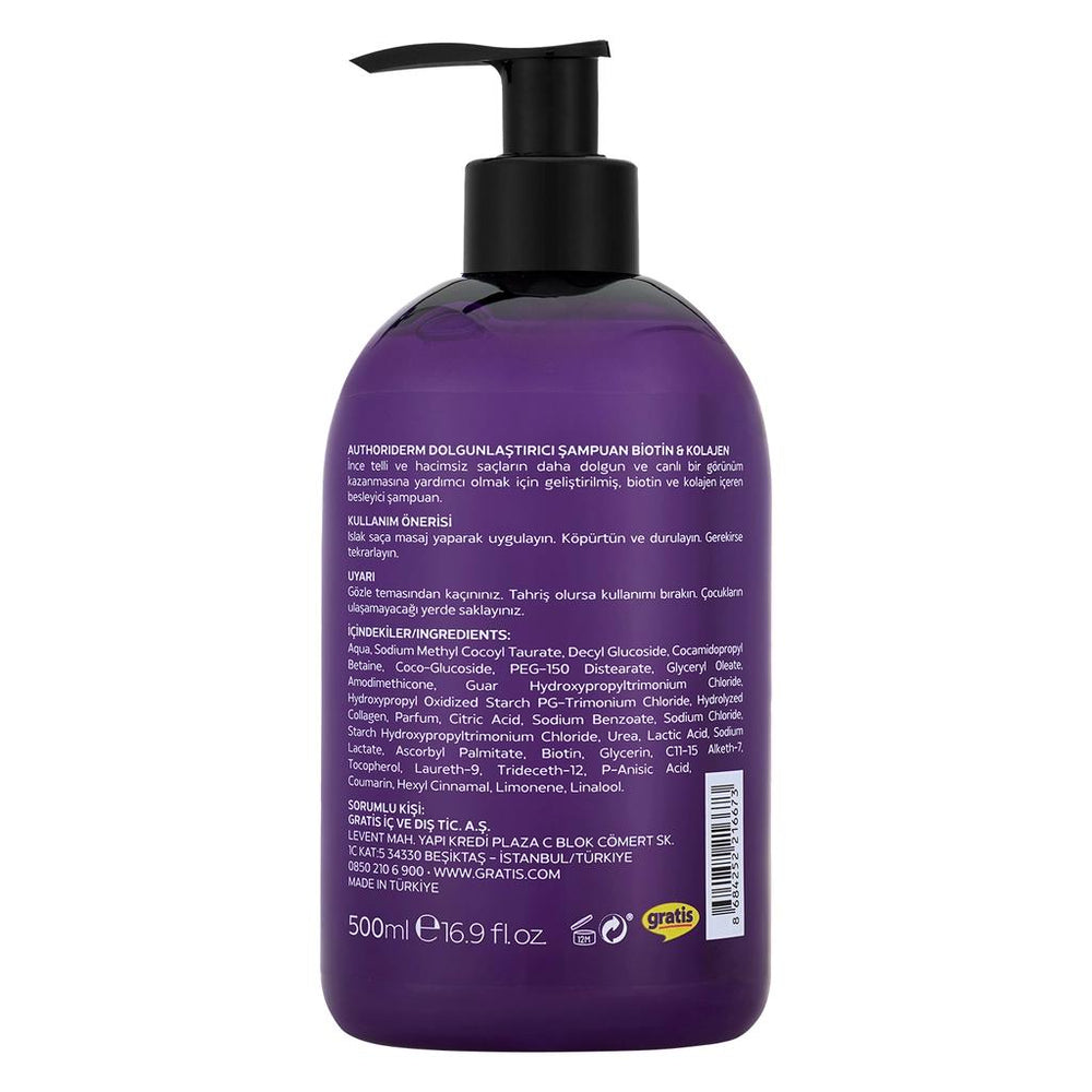 Authoriderm Biotin & Kolajen Volumizing Shampoo 500 ml