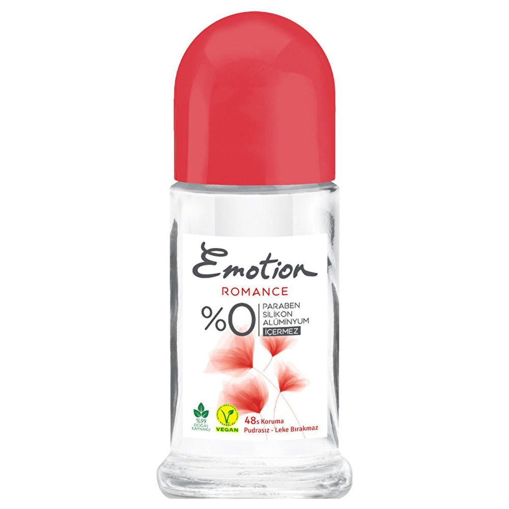 Emotion Romance Natural Deodorant Roll-On for Women - Aluminum-Free, Vegan, 99% Natural Ingredients - Deodorant