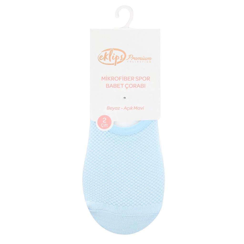Eklips Premium Micro Blue &amp; White No-Show Socks 2-Pack