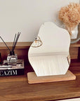Evcazım Asymmetric Wooden Makeup Mirror - Unique Handmade Decorative Mirror for Home, 13.78 x 11.02 inches - view 6