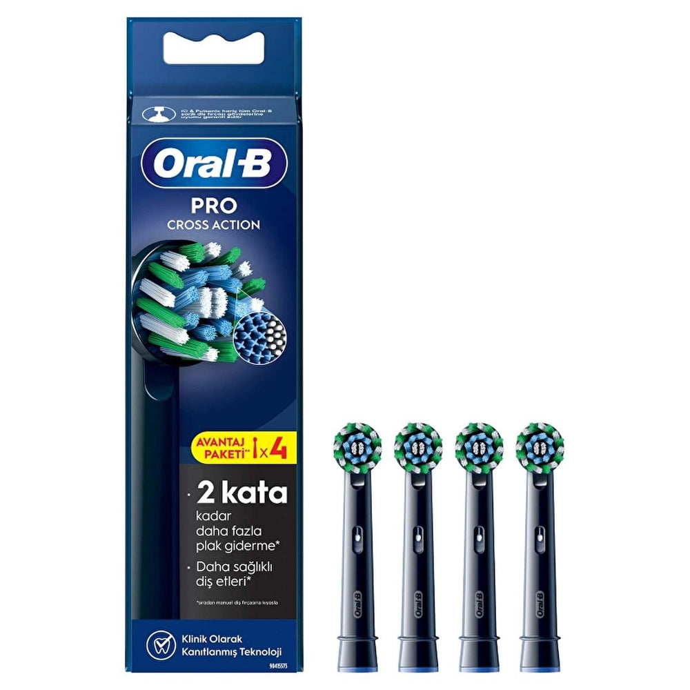 Oral-B Cross Action X-Filament Electric Toothbrush Replacement Heads (4-Pack) - Compatible with Most Oral-B - Toothpaste