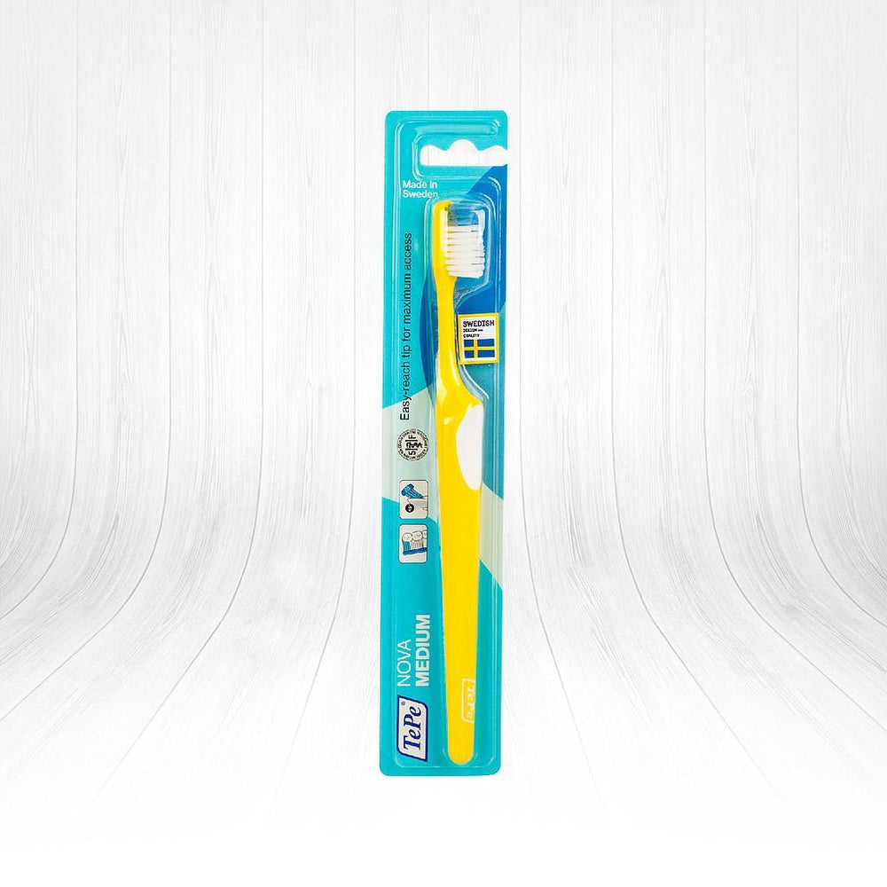 Tepe Nova: Medium Bristle Manual Toothbrush - Gentle, Effective Oral Hygiene - Yellow Tepe Nova Toothbrush: Medium Bristle for Gentle Oral Hygiene Tepe toothbrush, manual toothbrush, medium bristle toothbrush, yellow toothbrush, oral hygiene toothbrush, Tepe Nova toothbrush, affordable toothbrush, basic toothbrush, toothbrush, dental care, oral care, gum health, plaque removal, ergonomic handle, durable toothbrush, classic toothbrush, Tepe Nova, medium toothbrush, toothbrush for sensitive gums, family tooth