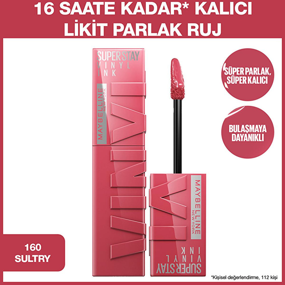 Maybelline New York Super Stay Vinyl Ink Liquid Lipstick - Long Lasting, High Shine, Smudge Resistant - 160 Sultry Maybelline Super Stay Vinyl Ink Lipstick - Long Lasting & High Shine long-lasting liquid lipstick, high shine lipstick, smudge-resistant lip color, easy apply lipstick, non-sticky lip gloss, Maybelline New York, Super Stay Vinyl Ink, Liquid Lipstick, 160 Sultry, cosmetics, makeup, lip care, durable lip color, vibrant lip finish