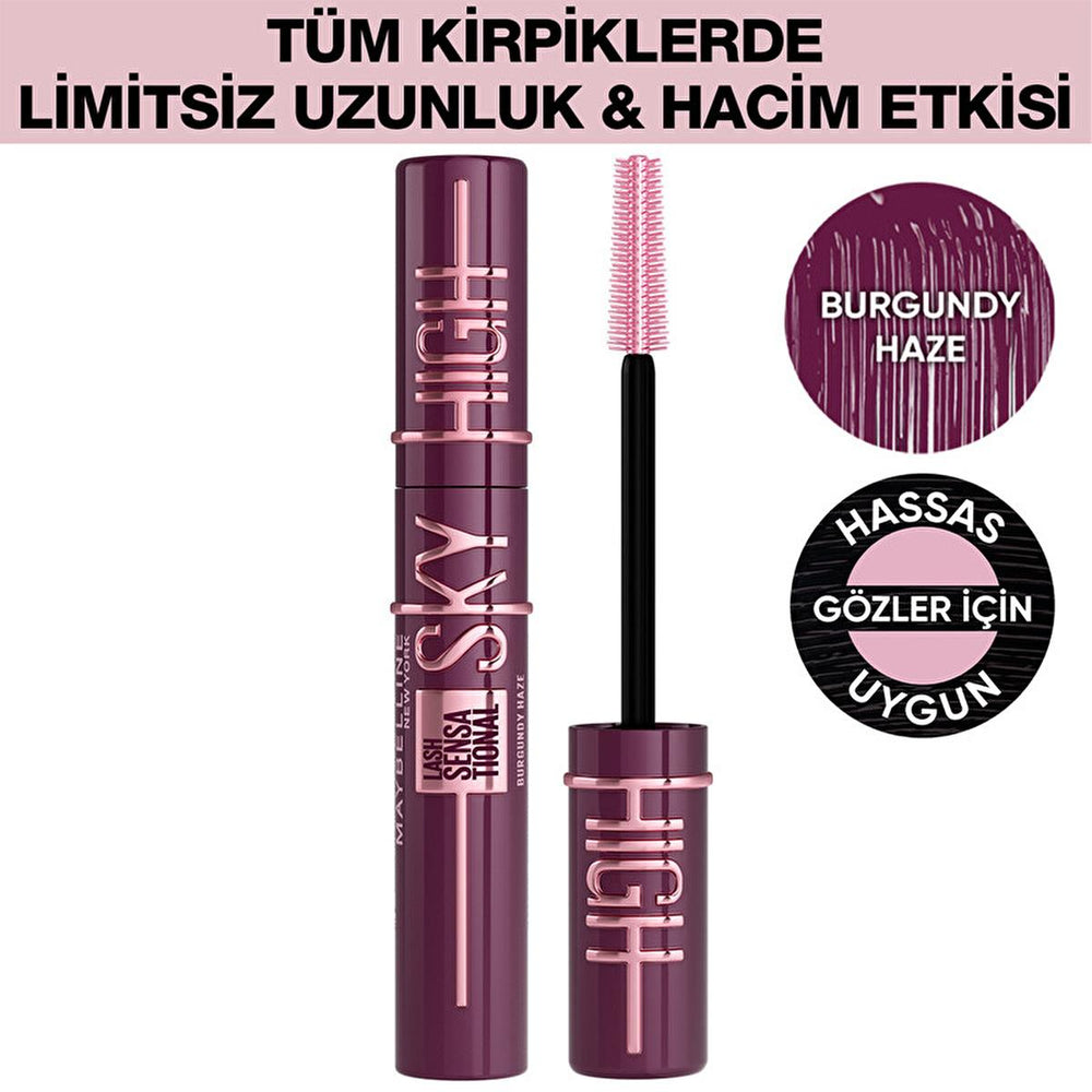 Maybelline New York Lash Sensational Sky High Burgundy Haze Mascara - Long-Lasting Volume & Length - view 2