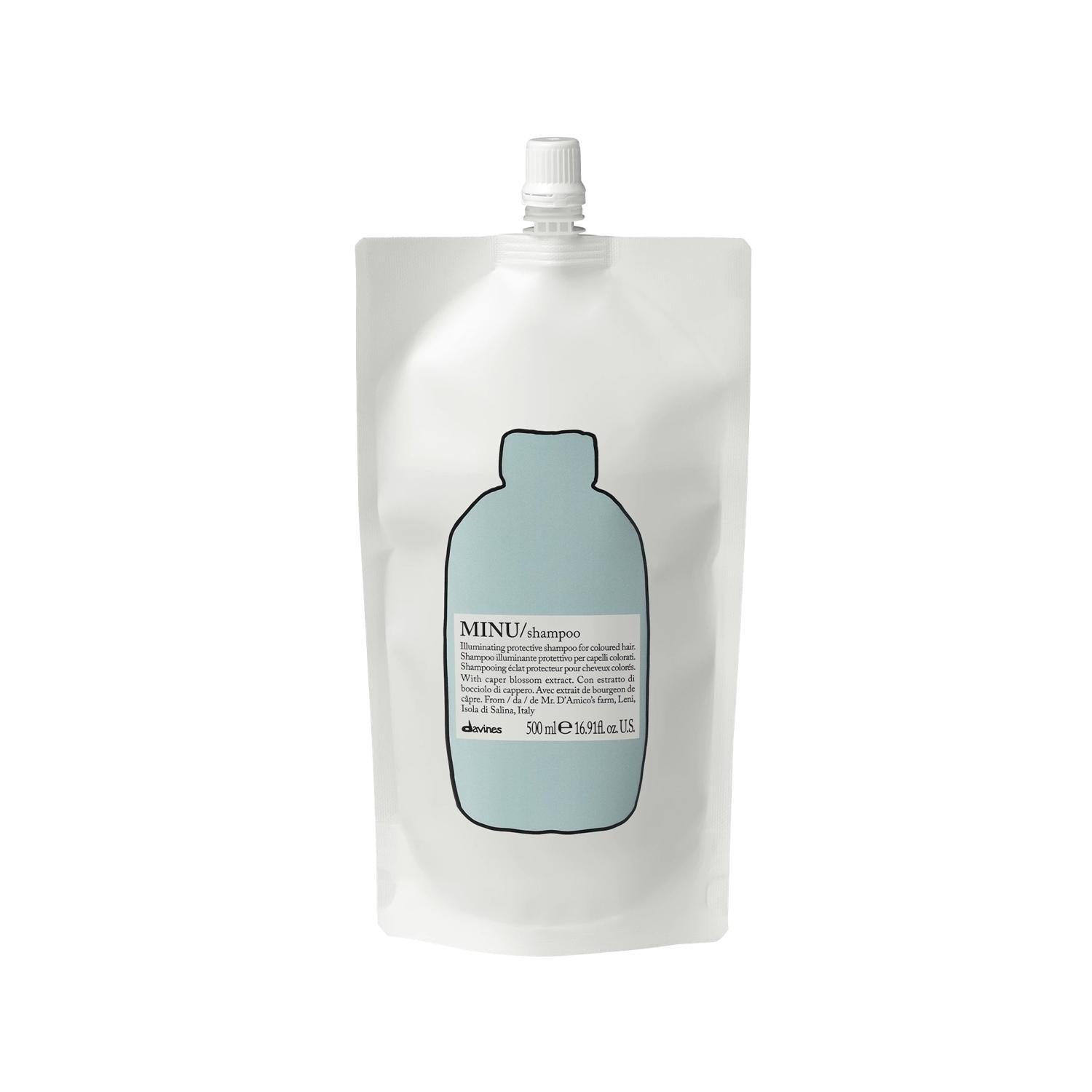 Davines Minu Colored Hair Shampoo Refill 500ml - Gentle &amp; Sustainable Hair Care Davines Minu Colored Hair Shampoo - Gentle &amp; Sustainable colored hair shampoo, Davines Minu, refill shampoo, hair care for colored hair, sustainable hair care products, gentle hair care, nourishing shampoo, eco-friendly hair products, color-treated hair care, Davines products, hair care routine, sustainable beauty, refillable beauty products