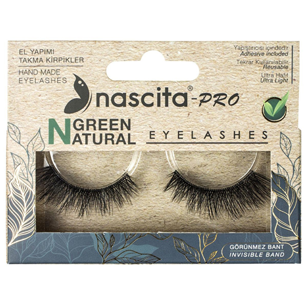 Nascita Vegan False Eyelashes Natural Green 3D Handmade - Enhance Your Natural Look - Hair Accessories