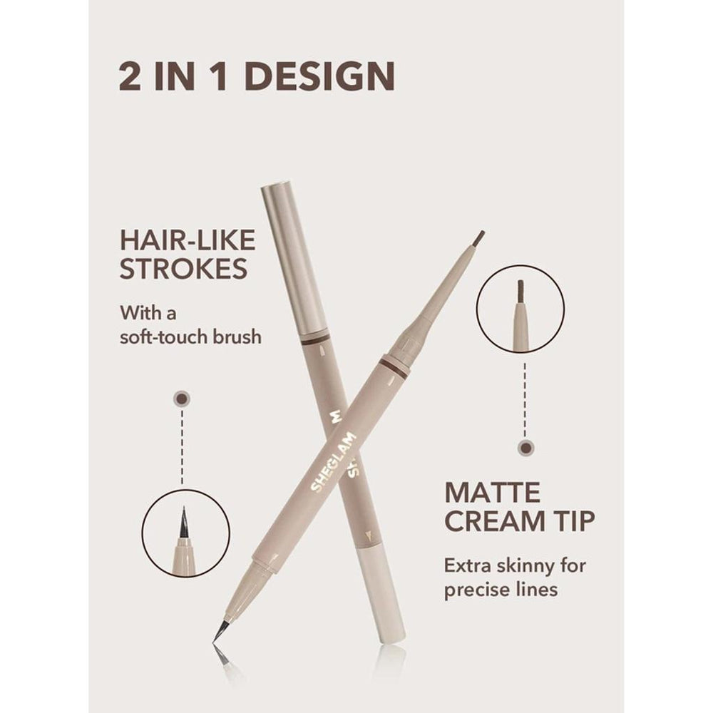 Sheglam On Demand 2-in-1 Brow Pencil for Defined Brows 08 Chocolate