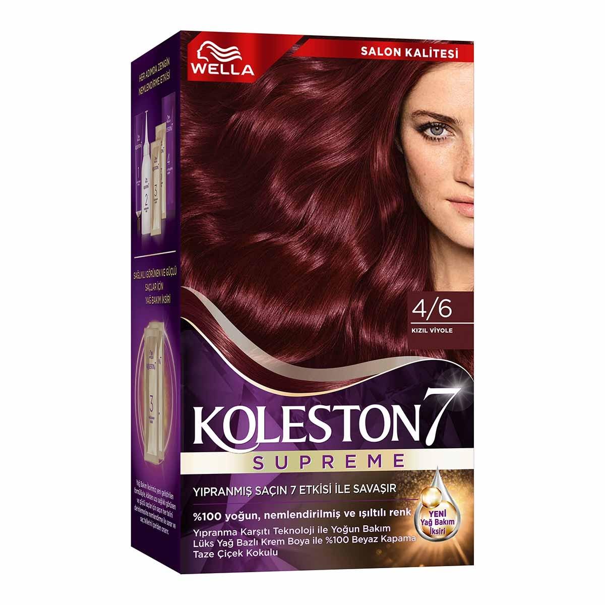 Wella Koleston Supreme 4/6 Kızıl Viyole: Radiant Red Violet Hair Dye Kit - Long Lasting Color, Intense Shine & Deep Conditioning Wella Koleston Red Violet Hair Dye: Long Lasting Color & Shine Wella Koleston hair dye, red violet hair color, at-home hair coloring kit, long lasting hair dye, hair color with conditioner, 4/6 Kızıl Viyole hair dye, permanent hair color, hair color maintenance, Wella hair color, red hair dye, violet hair dye, hair coloring, hair dye kit, at home hair color, hair color, hair dye, 