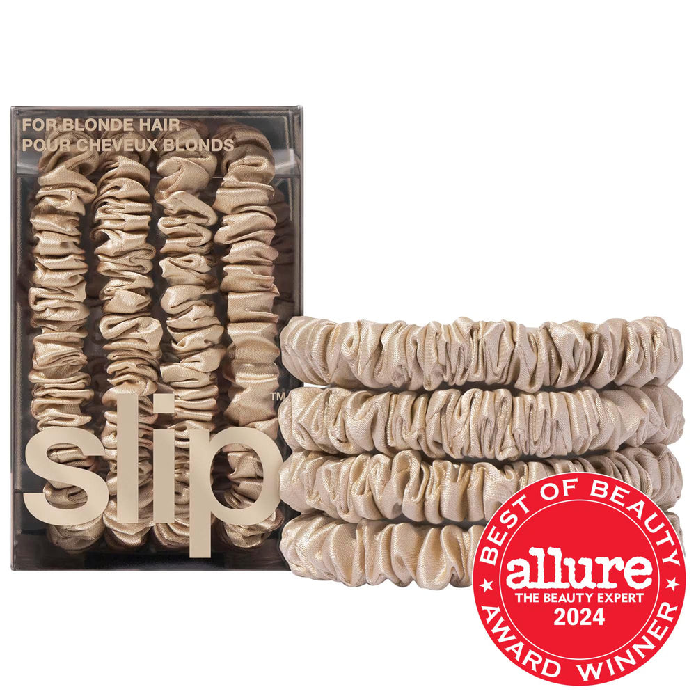 Slip Slipsilk Skinny Scrunchies - 4 Pack Silk Hair Accessories Anti-Crease Gentle Hair Ties Slip Slipsilk Skinny Scrunchies - Silk Hair Accessories silk scrunchies, hair accessories, anti-crease hair ties, mulberry silk hair products, gentle hair care, hair ties, scrunchies, Slip products, hair care, beauty accessories, gifts for her, hair protection