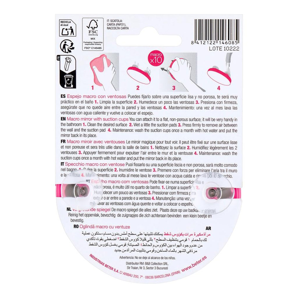Beter 10x Magnifying Suction Cup Mirror for Precise Grooming