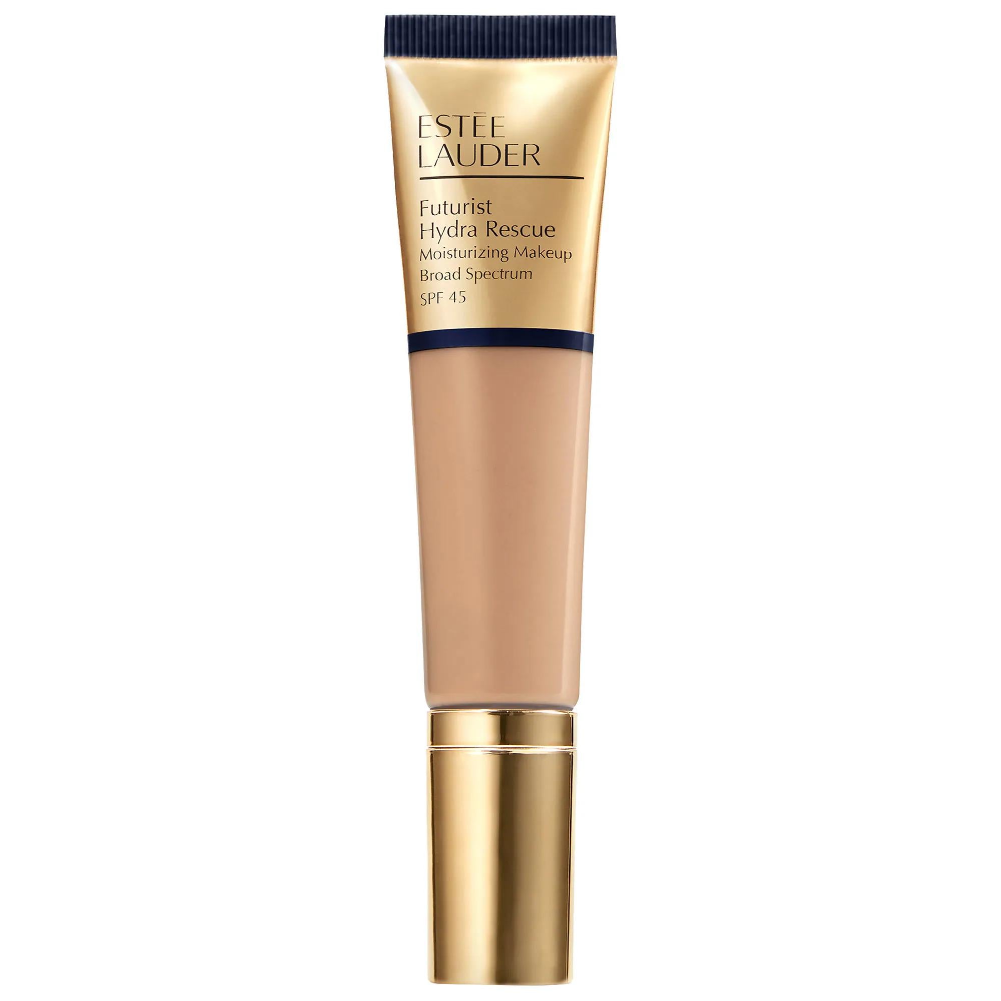 Estée Lauder Futurist Hydra Rescue Moisturizing Foundation SPF 45: Radiant, Anti-Aging, & Sun Protection - Vitamin E Enriched Estée Lauder Foundation SPF 45: Radiant & Hydrating moisturizing foundation spf 45, Estee Lauder foundation, radiant finish foundation, foundation for dry skin, anti-aging foundation, foundation with vitamin E, soothing foundation, long lasting foundation, medium coverage foundation, sun protection foundation, moisturizing foundation, Estee Lauder, radiant foundation, dry skin founda