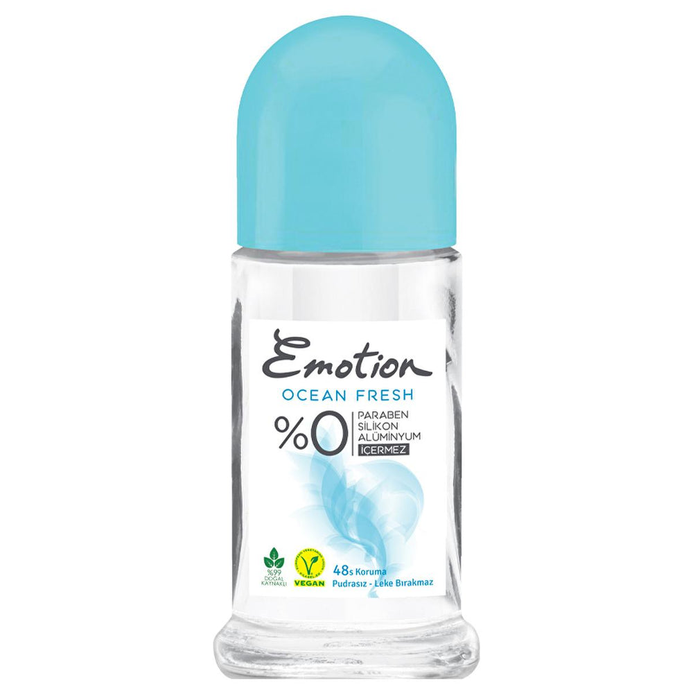 Emotion Ocean Fresh Roll-On Deodorant - Aluminum-Free, Vegan, Natural - 50ml - Deodorant