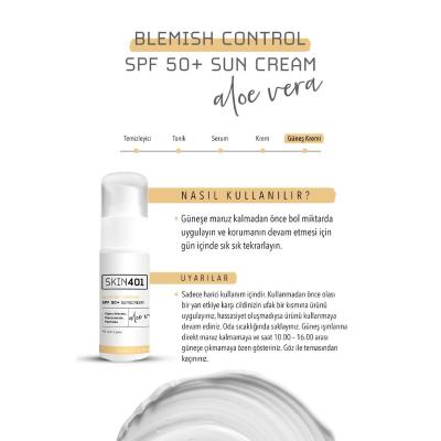 Skin401 Blemish Control Spf+50 Sunscreen 50 ml - SPF 50+ Moisturizing Sunblock with Aloe Vera Skin401 SPF 50+ Sunscreen - Moisturizing Sunblock SPF 50+ sunscreen, anti-blemish sunscreen, aloe vera sunscreen, moisturizing sunblock, niacinamide sunscreen, skin care, sun protection, blemish control, hyperpigmentation, sensitive skin, daily sun care, beach essentials, outdoor protection