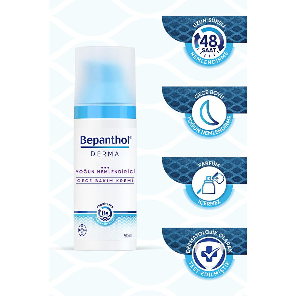 Bepanthol Derma Intense Moisturizing Night Face Cream - Repair & Soothe Dry Skin Overnight with Natural Oils for Facial Dryness Relief Bepanthol Derma Night Cream - Intense Dry Skin Relief night face cream, intense moisturizer, dry skin cream, overnight hydration, natural oil face cream, soothing night cream, facial dryness relief, moisturizing night cream for dry skin, dry skin, night cream, face cream, moisturizer, intense hydration, natural oils, soothing, dryness relief, facial care, skincare, beauty, m
