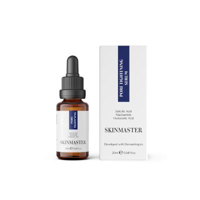 skinmaster pore tightening serum 20ml, skinmaster serum bottle, close-up of pore tightening serum Skinmaster Pore Tightening Serum - 20 ml Skinmaster Pore Tightening Serum - Reduces Pores skinmaster, pore-tightening, face-serum, acne-treatment, oily-skin, skin-care, niacinamide, salicylic-acid, teenager-skincare, ai-generated