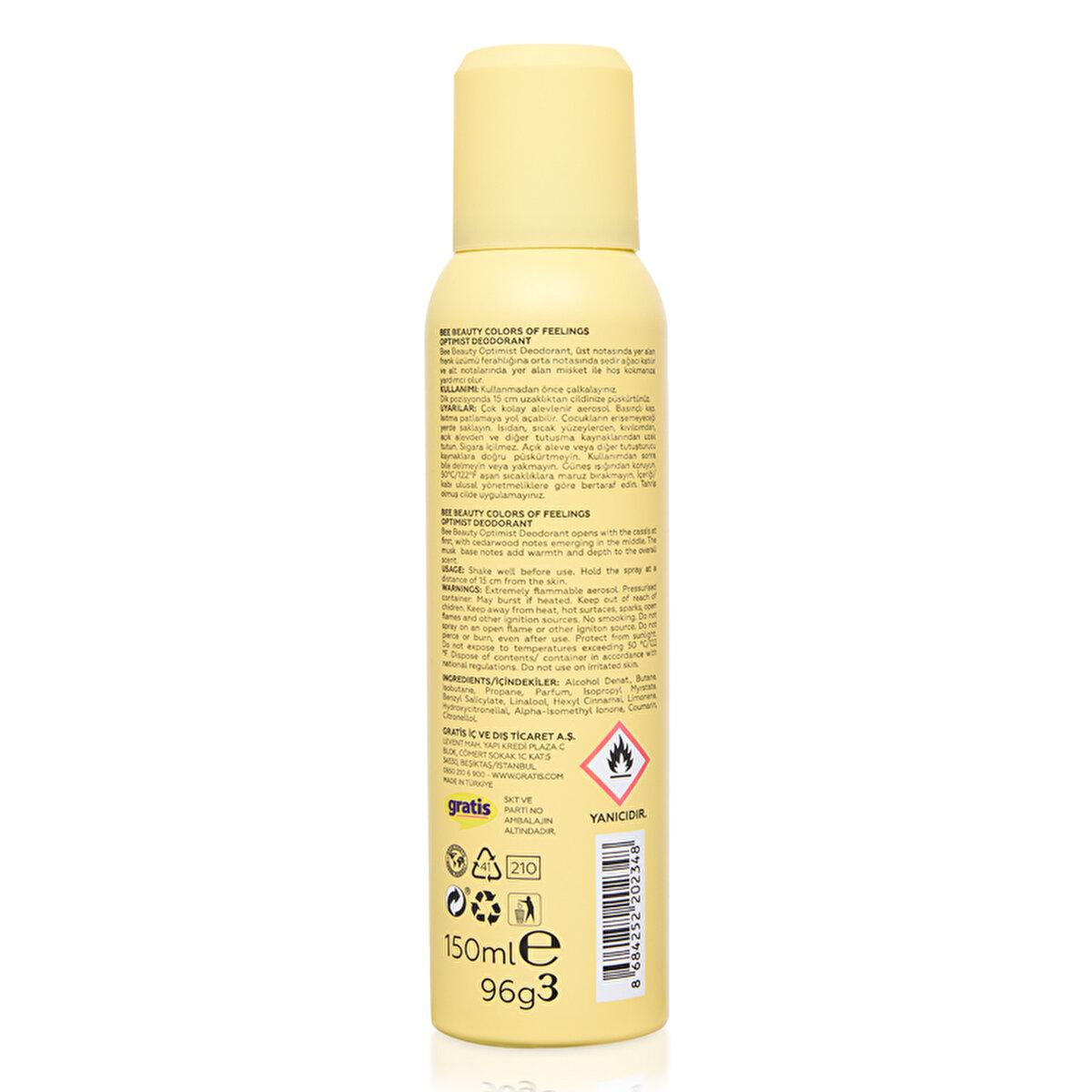 Bee Beauty Optimist Women's Deodorant Spray - Long-Lasting Freshness, 150ml Bee Beauty Optimist Deodorant Spray - Freshness All Day women's deodorant spray, optimist deodorant, Bee Beauty deodorant, long-lasting freshness, fragrant deodorant for women, personal hygiene products, daily freshness, confidence booster, aerosol deodorant, cosmetic products