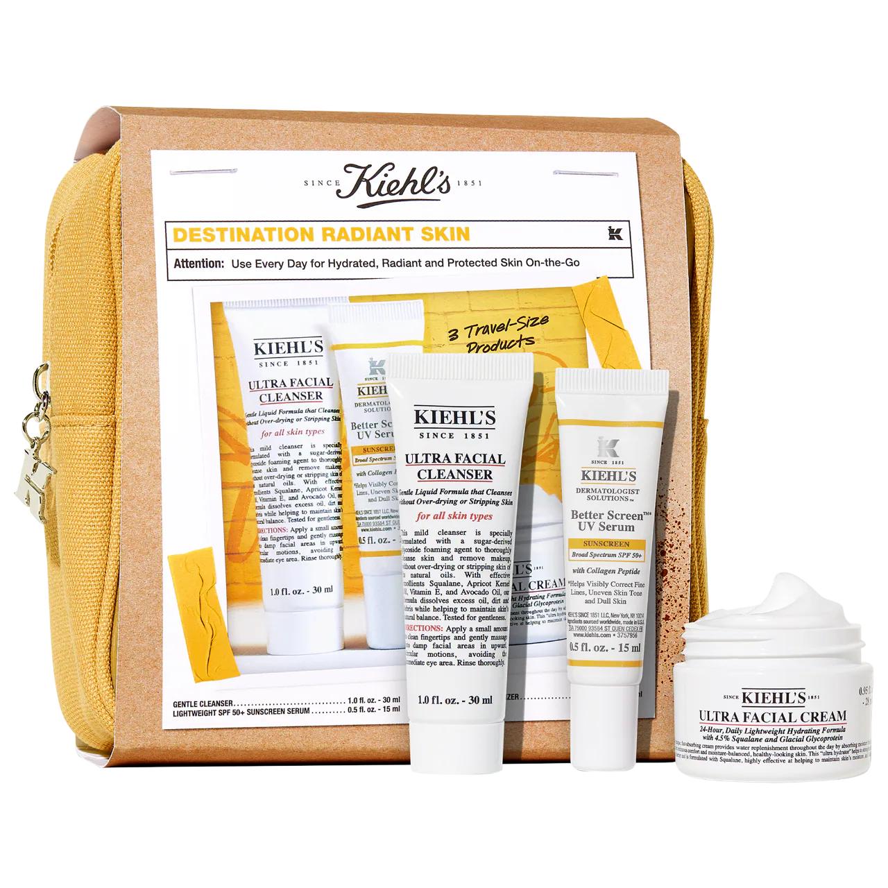 Destination Radiant: Hydrating Skincare Gift Set with SPF 50 - Travel Size for Dry Skin, Radiant Complexion & UV Protection Destination Radiant Skincare Gift Set | Hydrate & Protect Skin Skincare gift set, Travel size skincare, Hydrating skincare, SPF 50 sunscreen, Dry skin treatment, Radiant complexion, Anti-aging skincare, Dark spot remover, UV protection serum, Facial cleanser and cream set, Skincare, Travel skincare set, Hydration, Sun protection, Anti-aging, Dark spot treatment, UV serum, Facial cleans