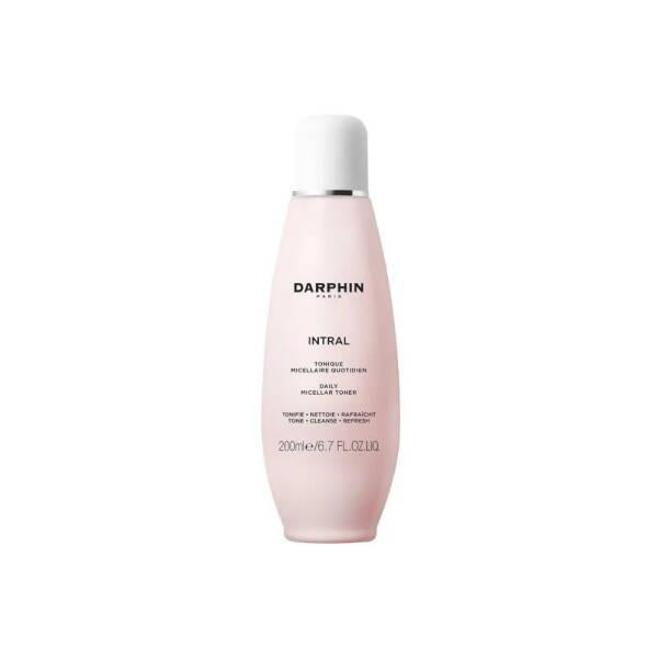 darphin intral micellar toner 200ml bottle, close-up of darphin intral toner application Darphin Intral Micellar Toner - Gentle Skin Cleanser | 200ml Darphin Intral Micellar Toner - Gentle Skin Cleanser | 200ml darphin, micellar-toner, sensitive-skin, skin-cleanser, daily-skincare, hydrating-toner, gentle-cleansing, skincare-products, ai-generated, natural-extracts