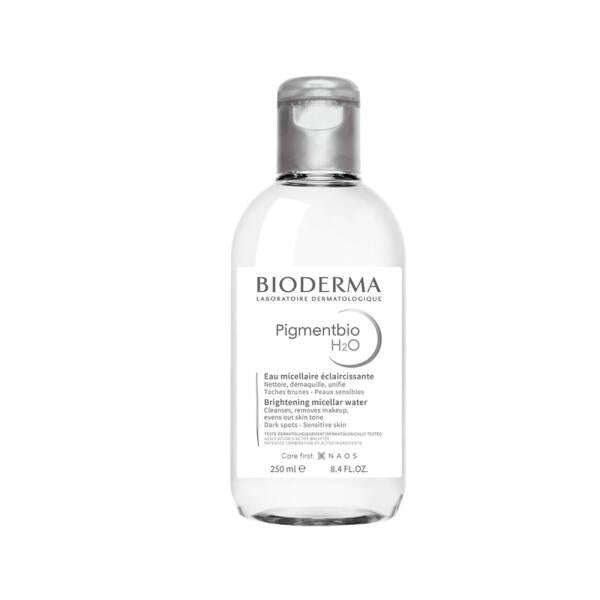 Bioderma Pigmentbio H2O Micellar Makeup Remover for Sensitive Skin - 8.45 fl oz Gentle Skincare Bioderma Pigmentbio H2O Micellar Makeup Remover - Gentle Skincare micellar makeup remover, sensitive skin care, hyperpigmentation treatment, Bioderma Pigmentbio, makeup removal water, gentle skincare, azelaic acid, andrographis paniculata, non-irritating cleanser, convenient skincare, soothing skincare, micellar water, skincare for sensitive skin, makeup remover for hyperpigmentation