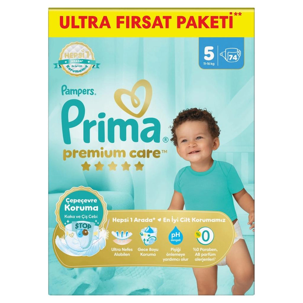 Pampers Premium Care Size 5 Diapers for Soft Protection 74 Count