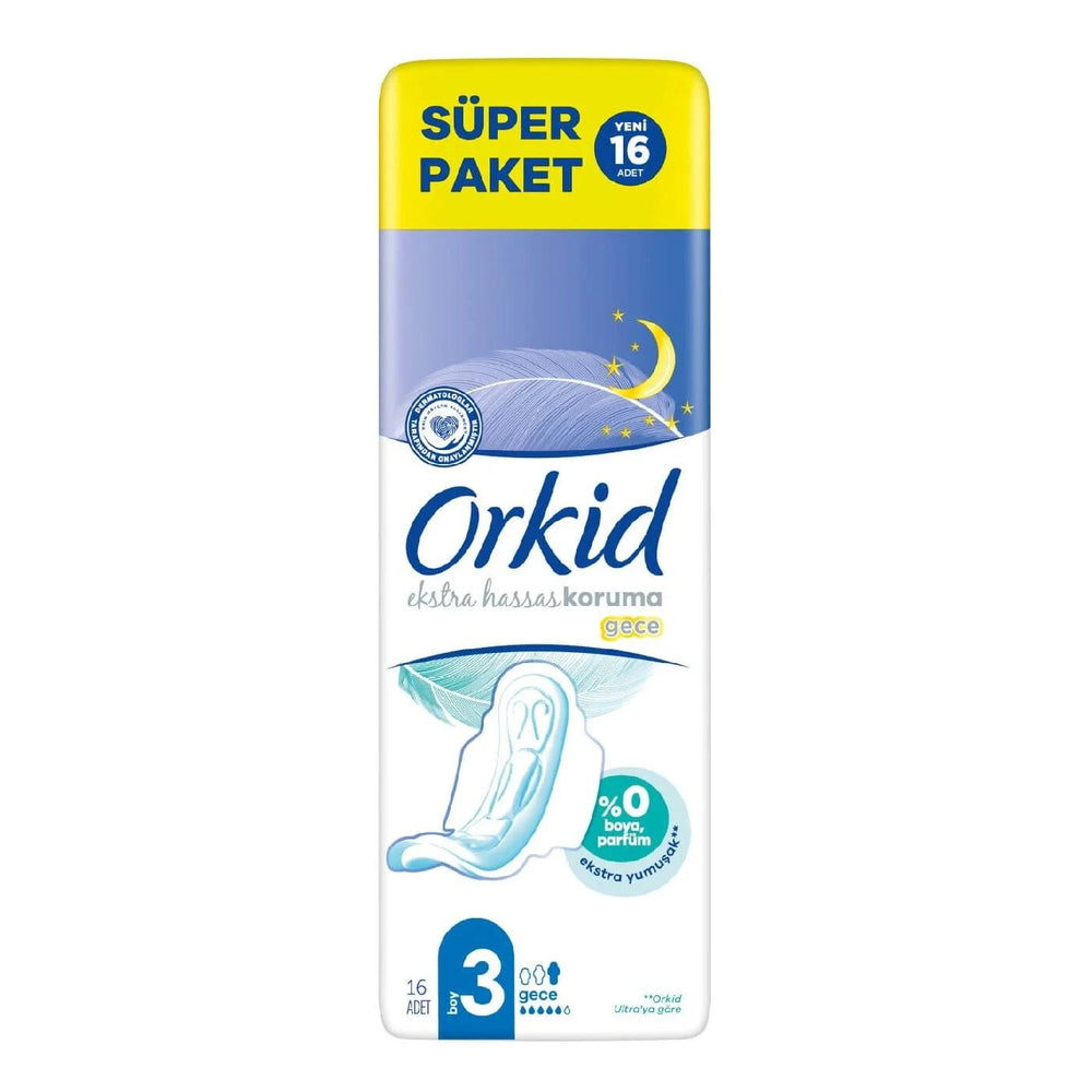 Orkid Extra Sensitive Long Sanitary Pads 16-Pack