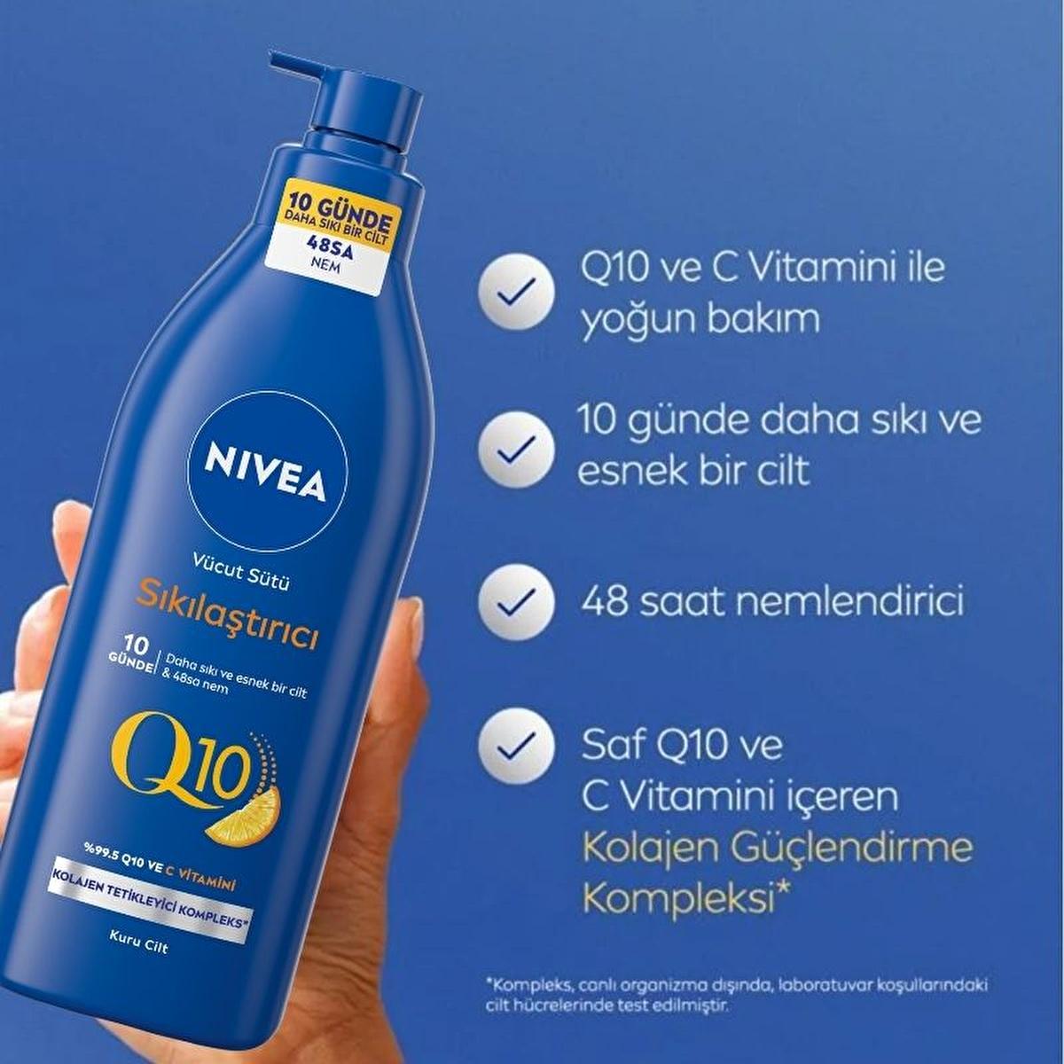 Nivea Q10 Firming Body Lotion - Intensive Moisturization & Firming Benefits for All Skin Types Nivea Q10 Firming Body Lotion - Firm & Moisturized Skin Nivea Q10 Firming Body Lotion, Moisturizing body lotion, Q10 body lotion, Firming body care, Dermatologically approved body lotion, Intensive moisturization, Skin firming, Antioxidant benefits, Quick absorption, Non-greasy, Collagen strengthening, Skincare for sensitive skin, Daily moisturizer, Body care products