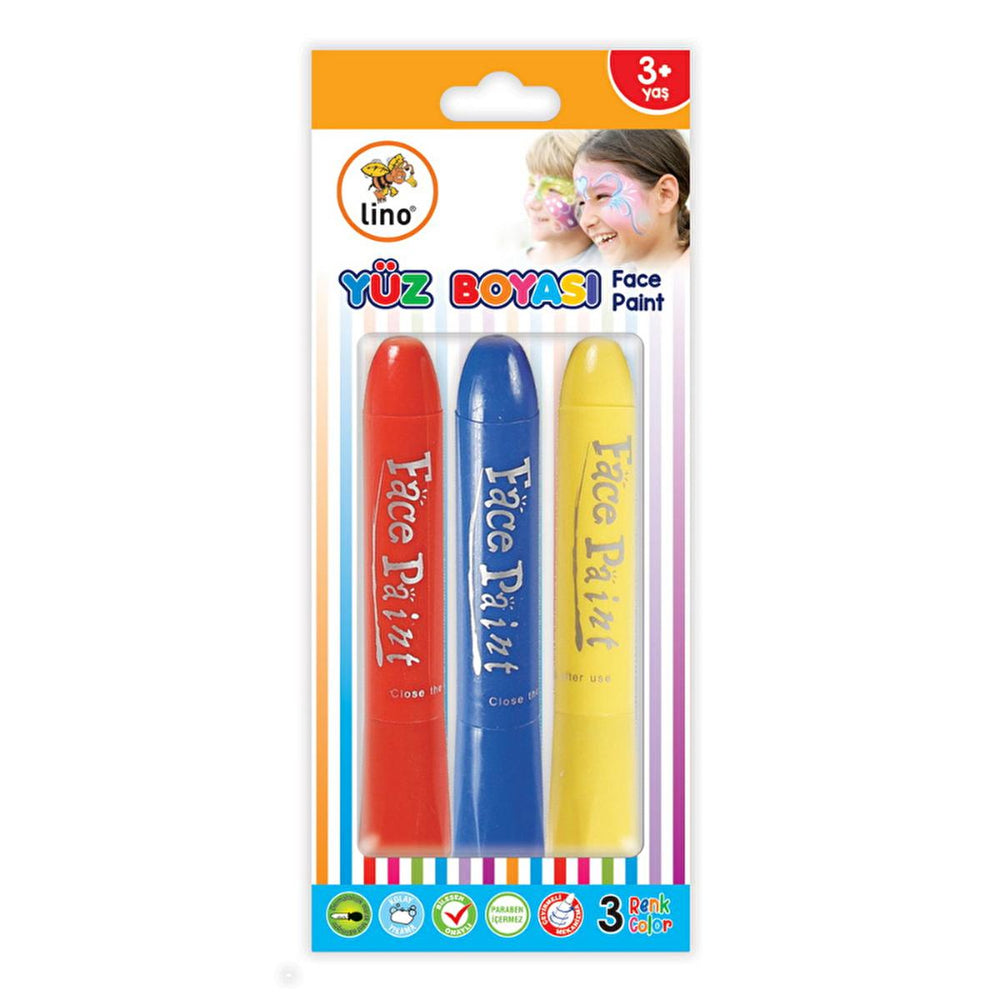 Lino Face Paint 3-Pack - Water-Based, Dermatologically Tested, Washable Face Painting Kit for Kids - Skin Care