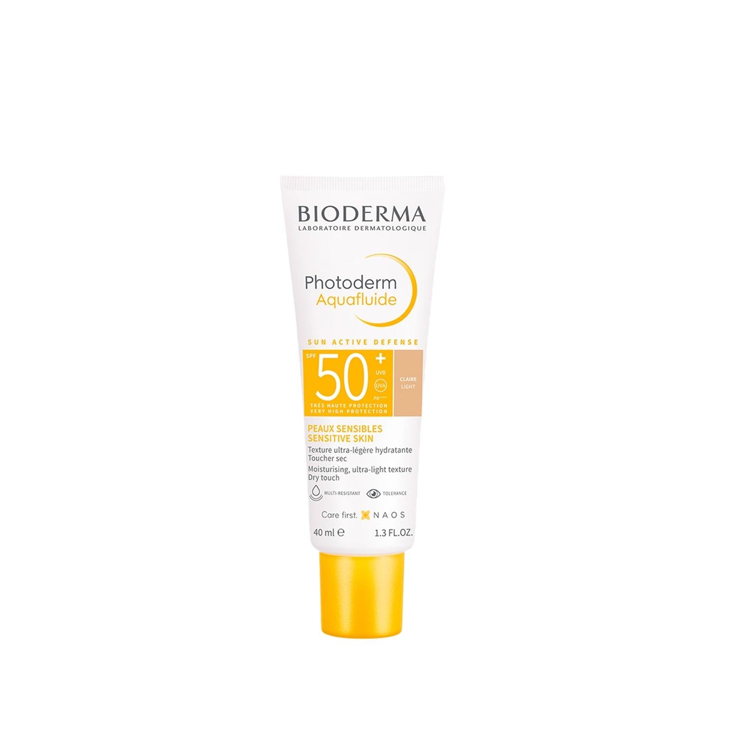 Bioderma Photoderm Max Aquafluide SPF 50+ Light Colored Sunscreen for Outdoor Protection - 40ml Bioderma SPF 50+ Light Colored Sunscreen - 40ml Bioderma Photoderm Max Aquafluide, SPF 50+ sunscreen, Light colored sunscreen, High protection sunscreen, 40 ml sunscreen, Outdoor protection, Non-greasy sunscreen, Tinted moisturizer, Makeup base, UV protection, Sunburn prevention, Skin care, Cosmetics, Dermatologically tested, Daily wear sunscreen