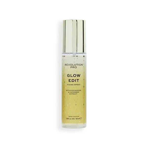 Revolution Pro Glow Edit Setting Spray 100ml: Radiant, Hydrating &amp; Vegan Makeup Finishing Spray with Niacinamide &amp; Cucumber Revolution Pro Glow Setting Spray: Radiant &amp; Hydrated Skin setting spray, glow setting spray, makeup setting spray, niacinamide setting spray, cucumber setting spray, vegan setting spray, cruelty-free setting spray, radiant finish setting spray, hydrating setting spray, makeup finishing spray, makeup, cosmetics, beauty, radiant complexion, luminous finish, long-lasting makeup, skincare