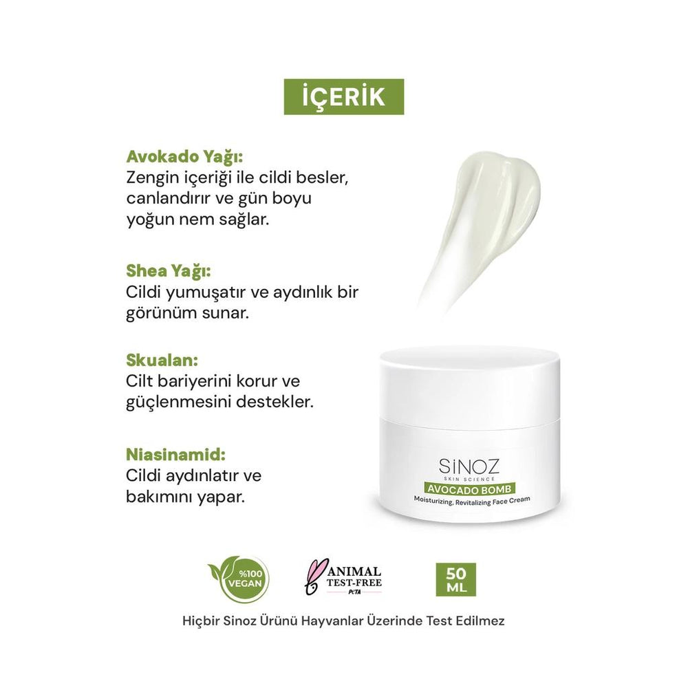 Sinoz Avocado Bomb Hydrating & Revitalizing Face Cream 50 ml